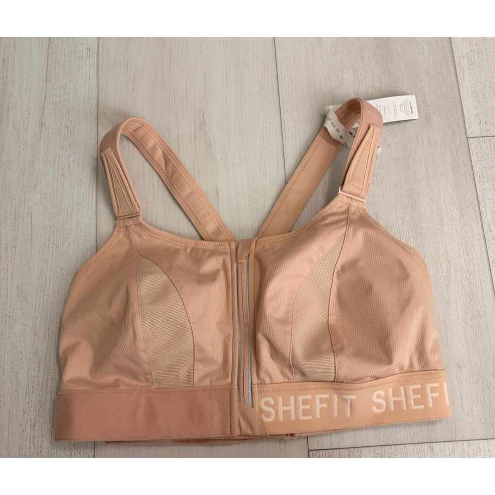 NWT SheFit Ultimate  Zip‎ Wirefree Wireless 110002 Sports Bra Sz 3Luxe Nude
